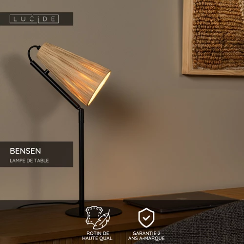 Lucide BENSEN - Lampe de table - 1xE14 - Naturel - USP